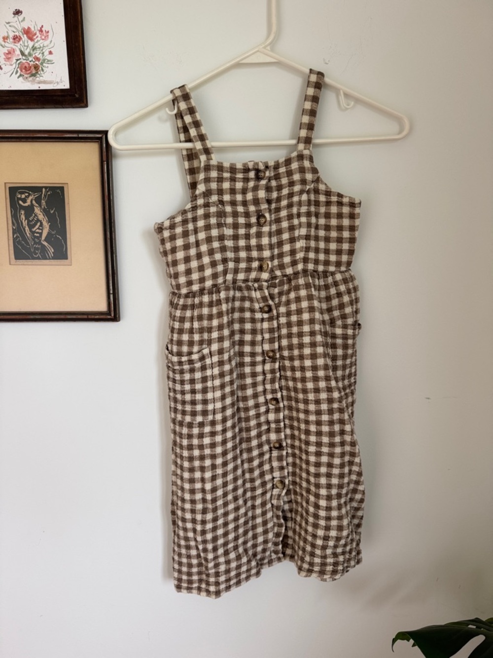 The Main Street Exchange Jumper Brown Checkered Button-Front girls size 10